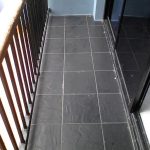 black floor tiles